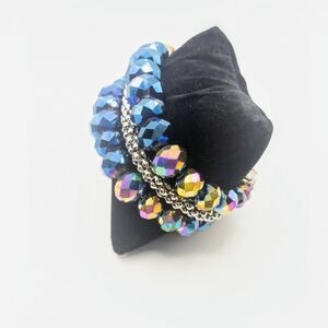 Beautiful 3 Strand Crystal and Silver Bracelet